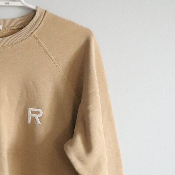 Ragdoll‎ LA Women's Sz M Tan Fleece Crewneck Pullover Stretch Ribbed Sweater - Picture 5 of 12